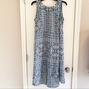 Zozo Sleeveless Blue Floral High Low Above Knee Dress Medium